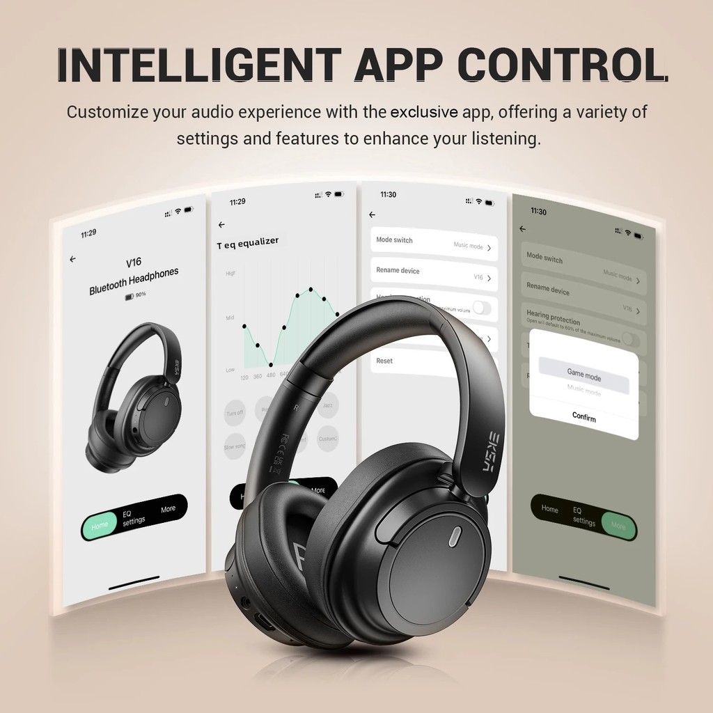 Oneodio EKSA V16 Wireless Headphones Bluetooth 5.3 Over Ear Headset With Mic Bass/Pop Mode Hi-Res