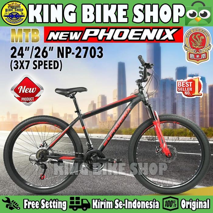 Sepeda Gunung Mtb Phoenix Np 2703 Ukuran 24, 26 Inch Rem Cakram