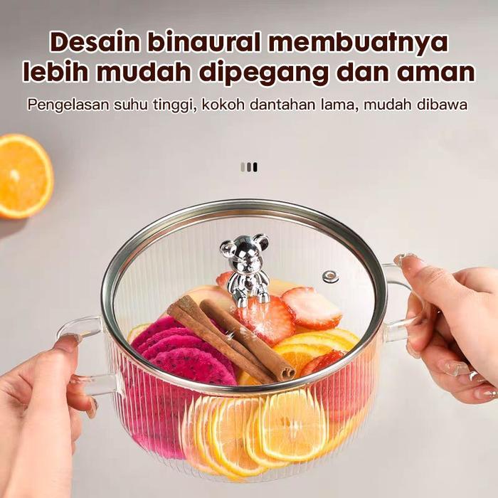 [eatkit live] Eatkit Panci Soup Rebus Kaca Tebal 1600ml Borosilicate Glass Cooking Soup Pot