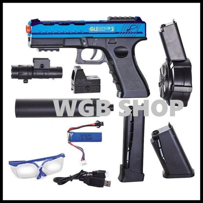 Terlaris Water Gel Blaster GLOK Automatic Blowback WGG Toys Best Seller - BIRU G17