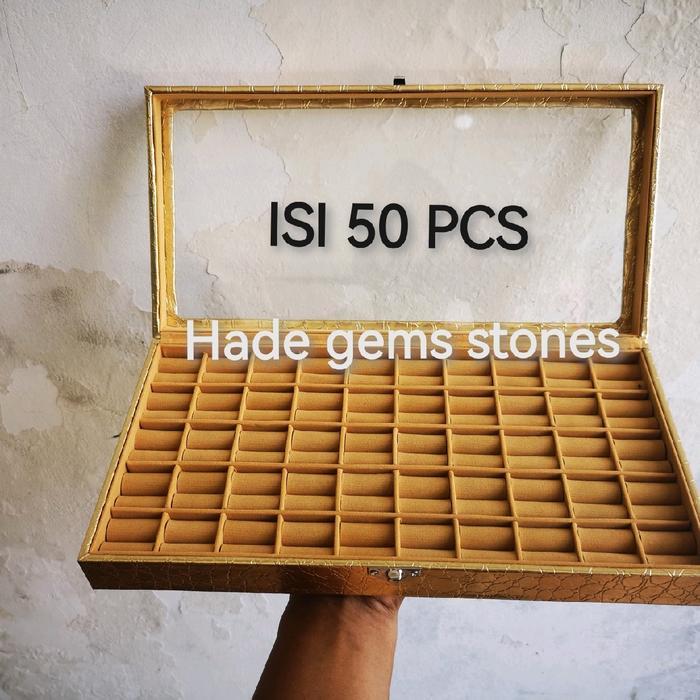BOX/KOTAK CINCIN BATU AKIK ISI 50 PCS WARNA GOLD/EMAS SUPER PREMIUM