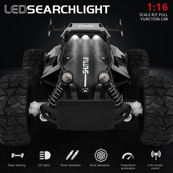 PIKYO Mobil RC Drift 1:16 Kecepatan Tinggi, Kontrol Remote Alloy 2.4GHz, Lampu LED, Off-Road Racing