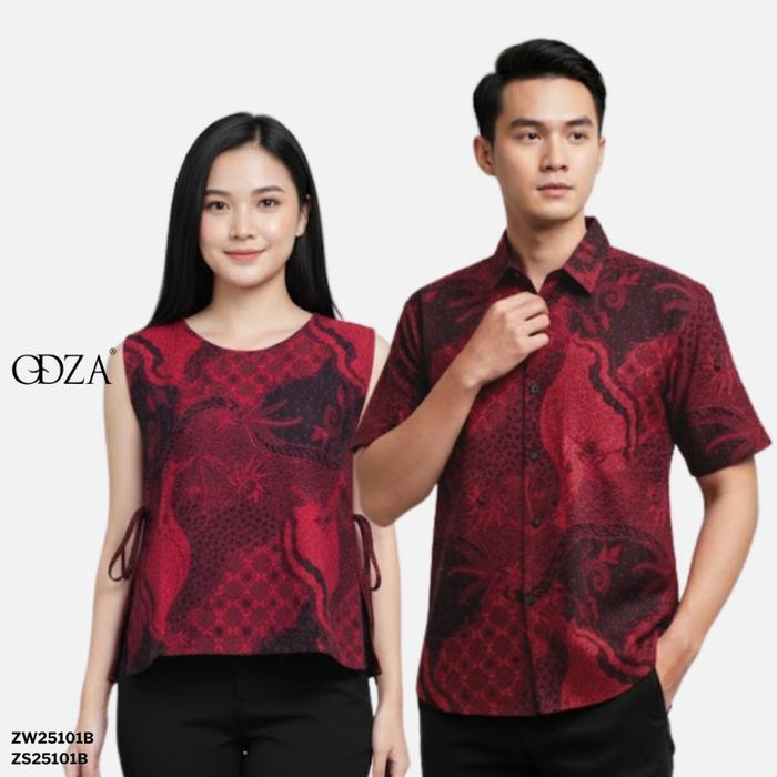 Odza Atasan Batik Couple Lengan Pendek Luaran Vest Rompi Set Baju Outer Pria Wanita Allsize Parama