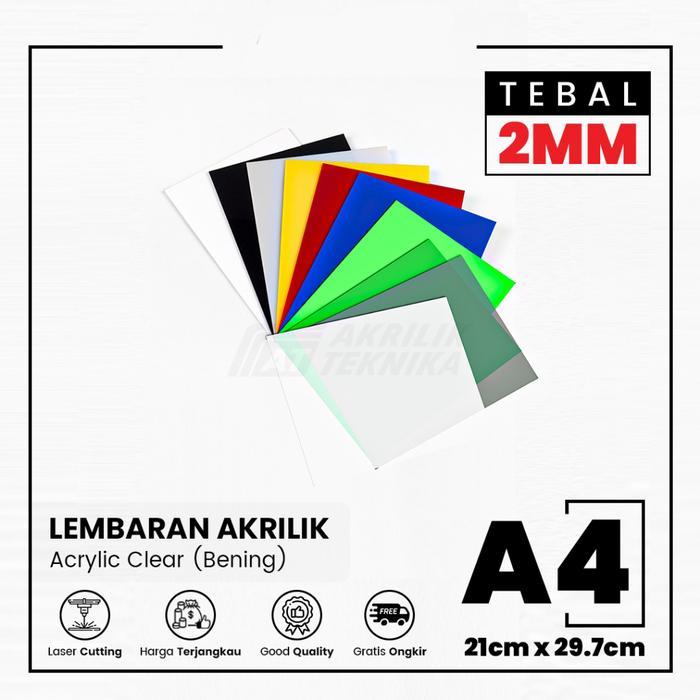 Lembaran Akrilik Acrylic Sheet 2mm Bening Clear Hitam Putih Merah Kuning