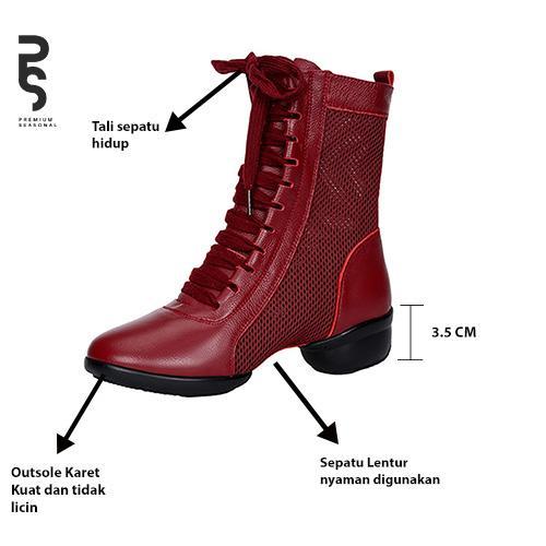 Donatello - Sepatu Line Dance / Dansa Latin Boots Jaring Heels