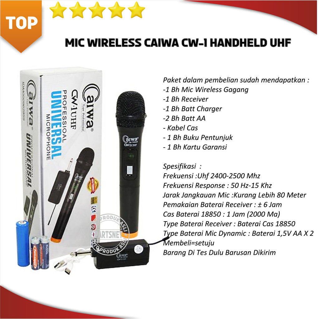 Mic Wireless Caiwa Cw 1 Uhf,microphone Aiwa Cw1 Uhf mic Aiwa Uhf