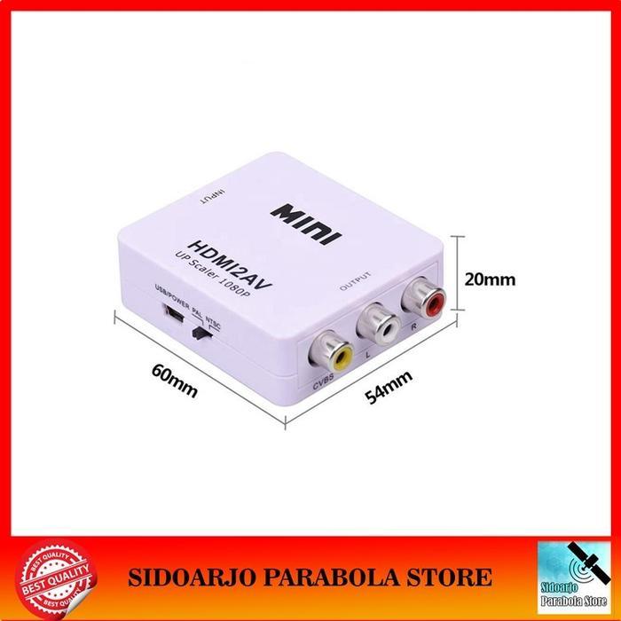 Converter Mini HDMI2AV Box Adapter Mengubah HDMI To AV RCA TV Tabung