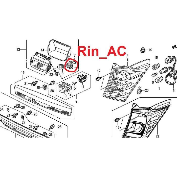 ORI SOKET SOCKET FITTING BOHLAM LAMPU REM STOP DI KACA BELAKANG FREED