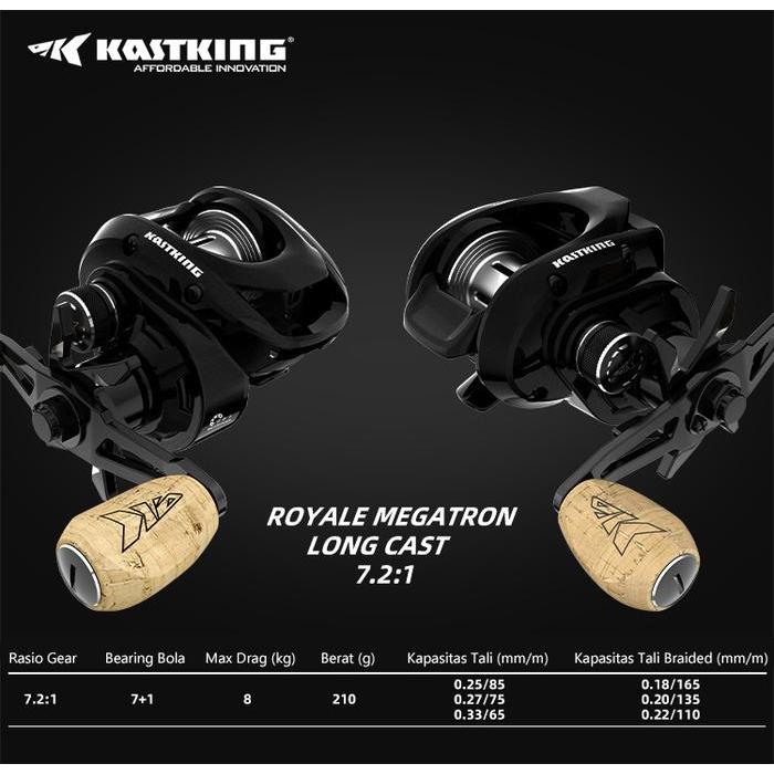 [Official] Kastking Royale Megatron Reel Bc Long Cast Reel Pancing Baitcasting Kiri/Kanan, 7.2:1