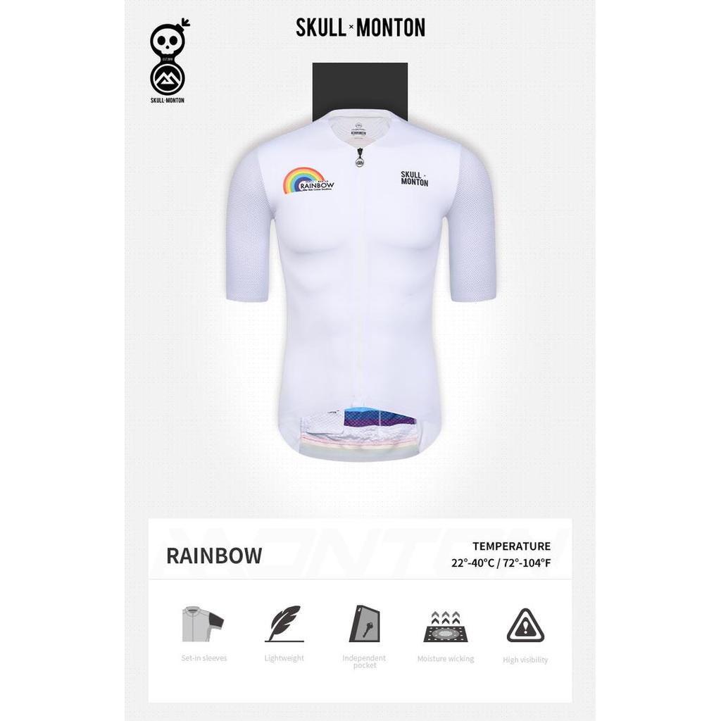 Jersey Monton Short Sleeve Skull Monton Rainbow White Original