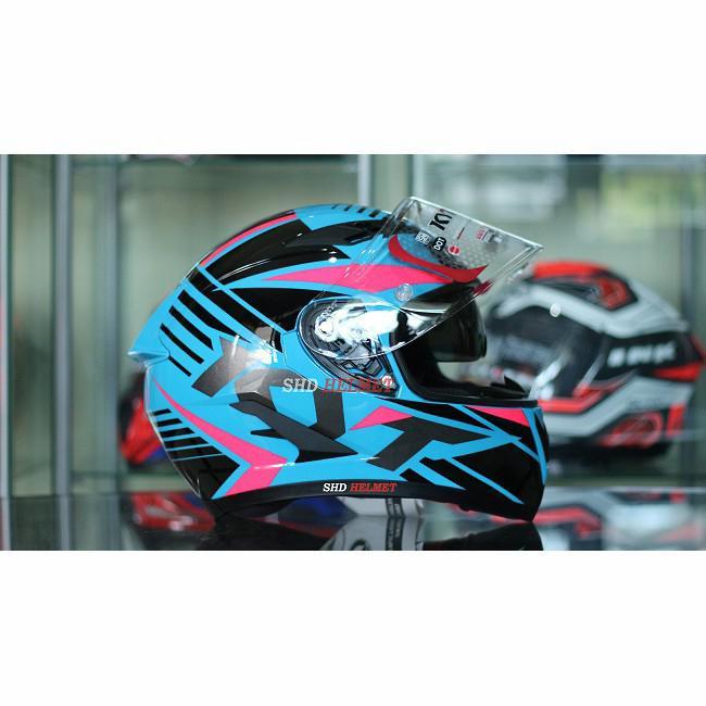 Kyt Helm Falcon Fr Radiant Sky Blue Fuxia Flat Visor