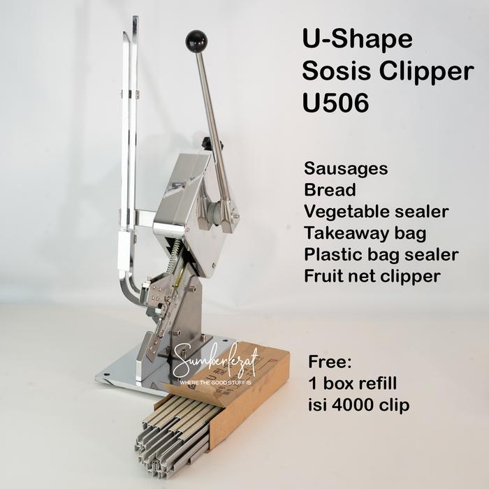 Manual Staples U-Shape Ikat Sosis Takeaway Clipping Clipper Machine