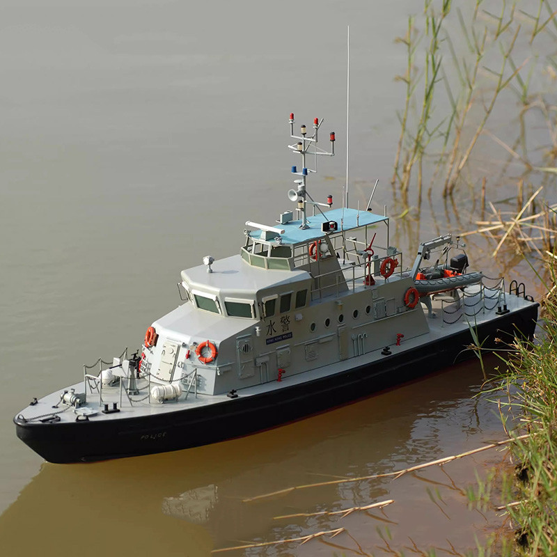 1/30 Hong Kong Tai Man No. 3 RC Police Boat Model Fiberglass Hull Dual Motor Finished Water Police