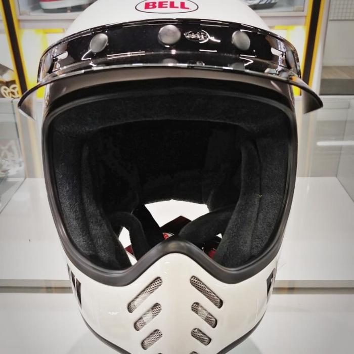 BELL MOTO 3 CLASSIC GLOSS WHITE HELM MOTOR CAKIL RETRO MOTO-3 MOTO3