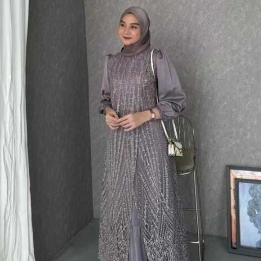 READY OLIVIA DRESS / DRESS SATIN Gamis Muslim Brokat Dress Pesta Acara Dress Wisuda wanita G00D