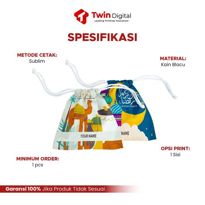 Custom Pouch Serut Tas Kain Kantong Serut Souvenir - Pouch Serut Spesial Ramadan