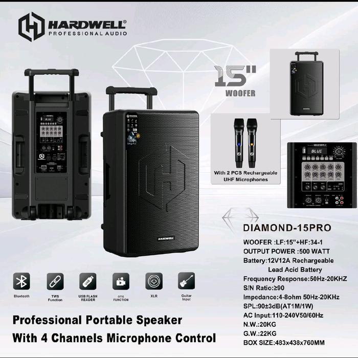 Speaker Portable Hardwell Diamond 15pro /meeting wireless hardwell Diamond 15pro speaker bluetooh