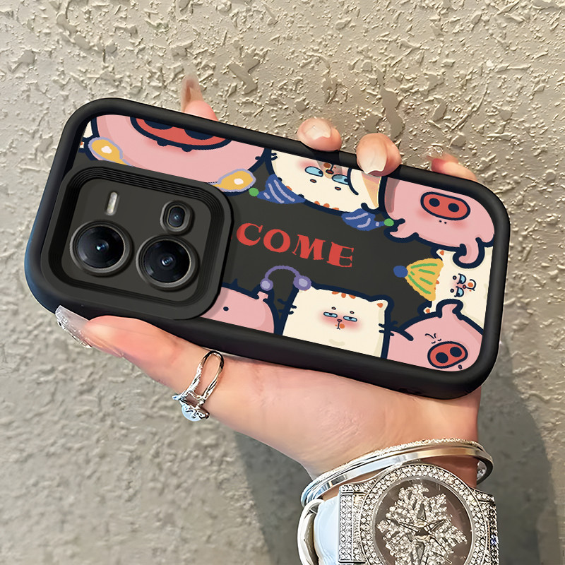 Casing Hp Untuk VIVO V25 5G VIVO V25E VIVO X80 Lite 5G Case Babi merah muda yang lucu Kasing Anti Gu