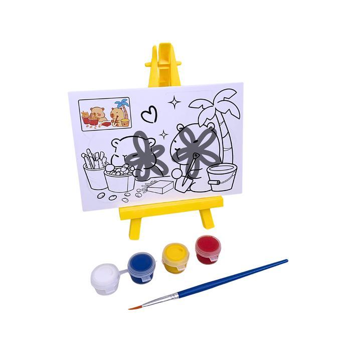 Mainan edukasi Papan lukis set mewarnai cat air anak dengan EASEL