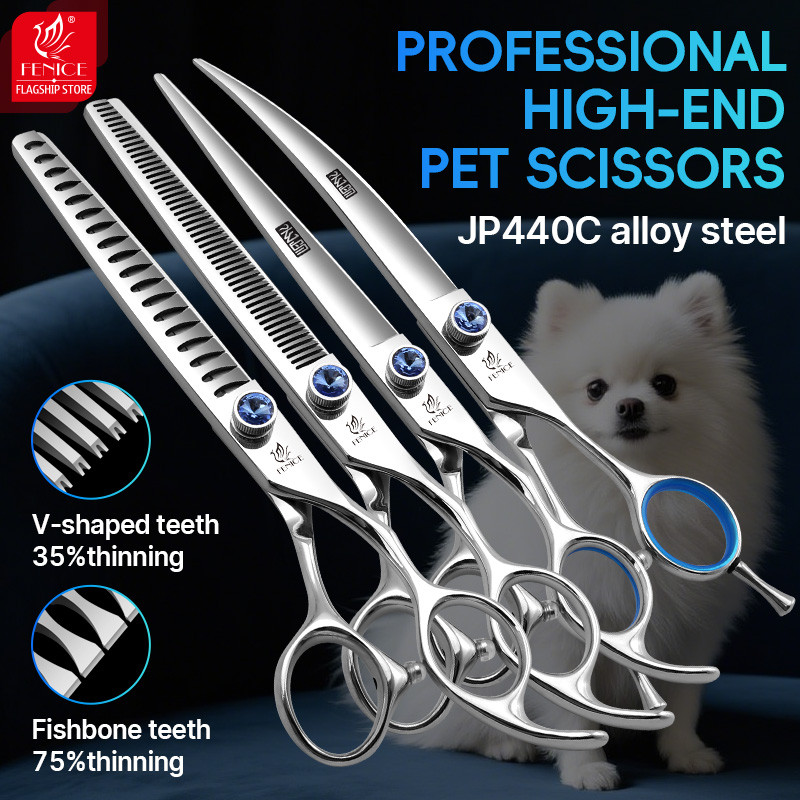 Fenice 7/7.5/8/9/10 Inch Right-Handed Dog Scissors Pet Grooming Scissors Kits Bichon Teddy Bomei Dog
