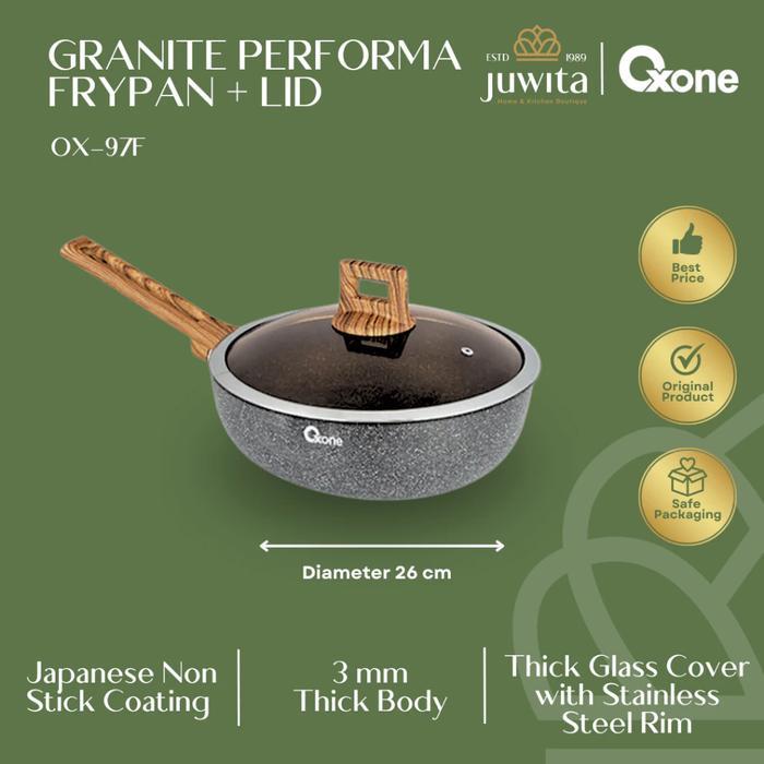 Oxone OX97F Wajan Fry Pan Besar Anti Lengket Penggorengan Performa Motif Granite Series Non Stick