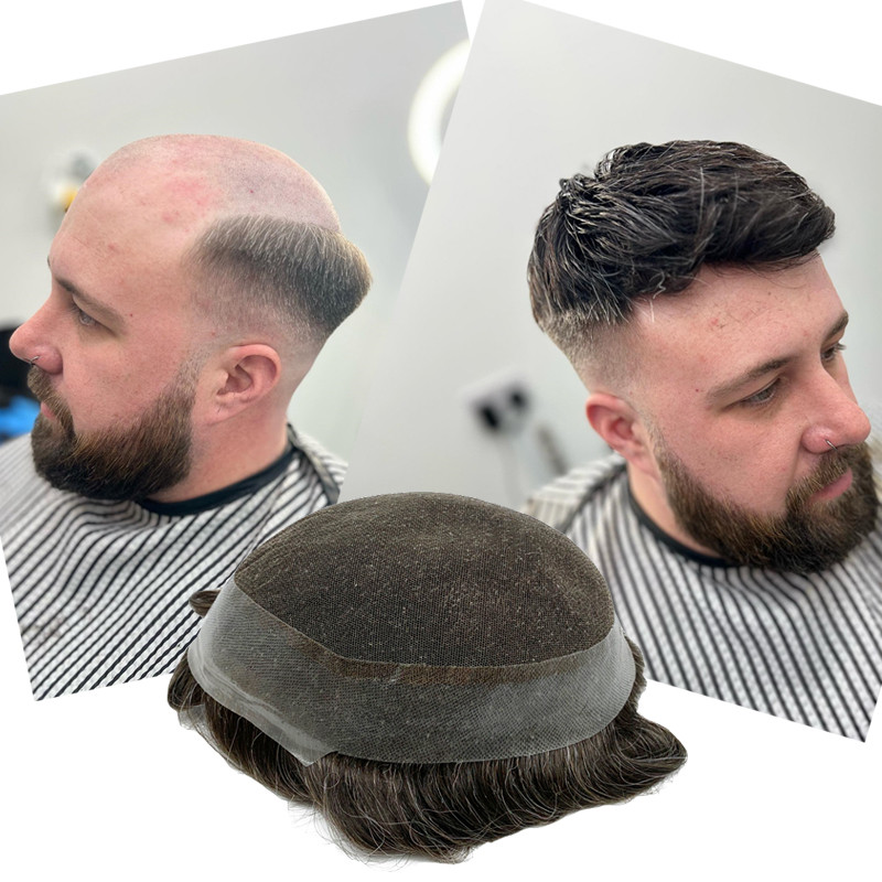 New Base Design Stock Remy Hair Toupee Lace Around Pu Men Toupee Australia Base