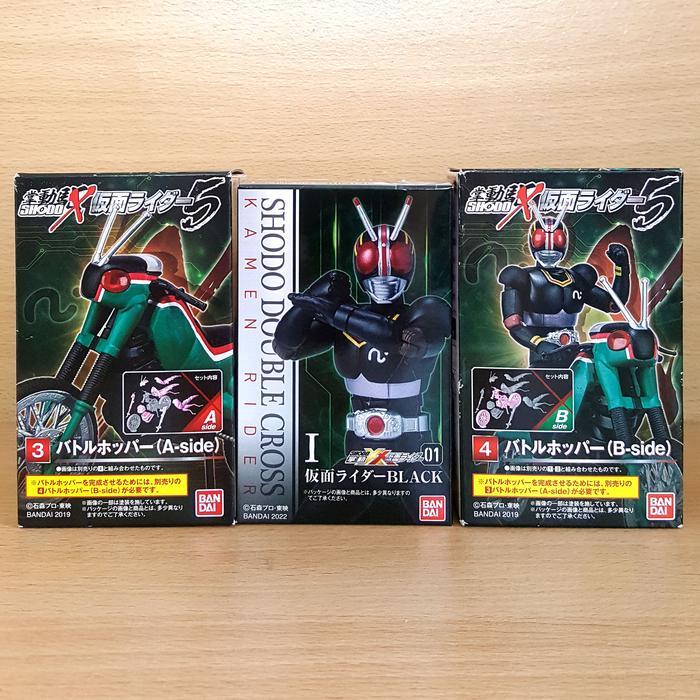 SHODO-XX Kamen Rider 01 [3/SET] BLACK & Battle Hopper Action Figure