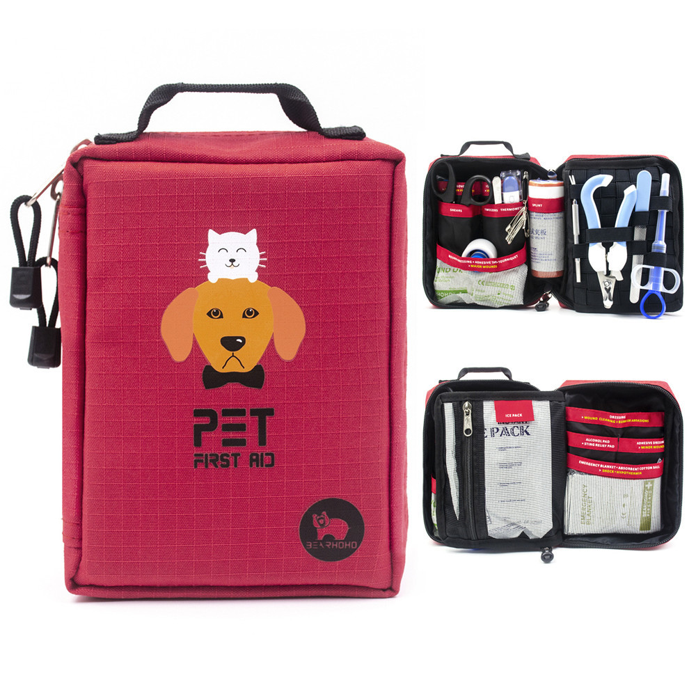 160pcs Medical Supplies Storage Bag Pet First Aid Kit Dog Survival Kit Military Emergency Rescue Med