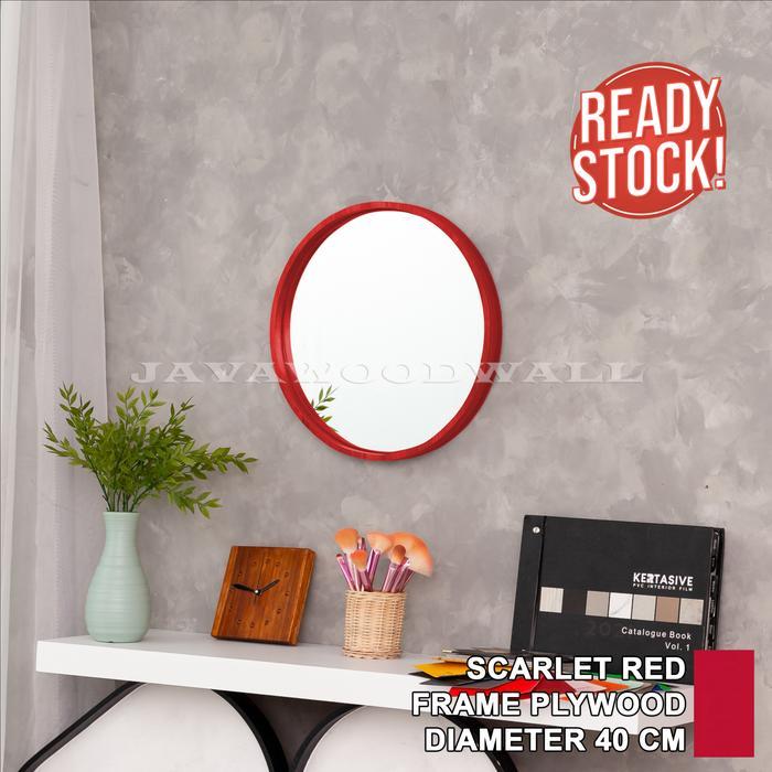 CERMIN BULAT MEJA RIAS CERMIN BULAT MAKE UP WARNA SCARLET RED