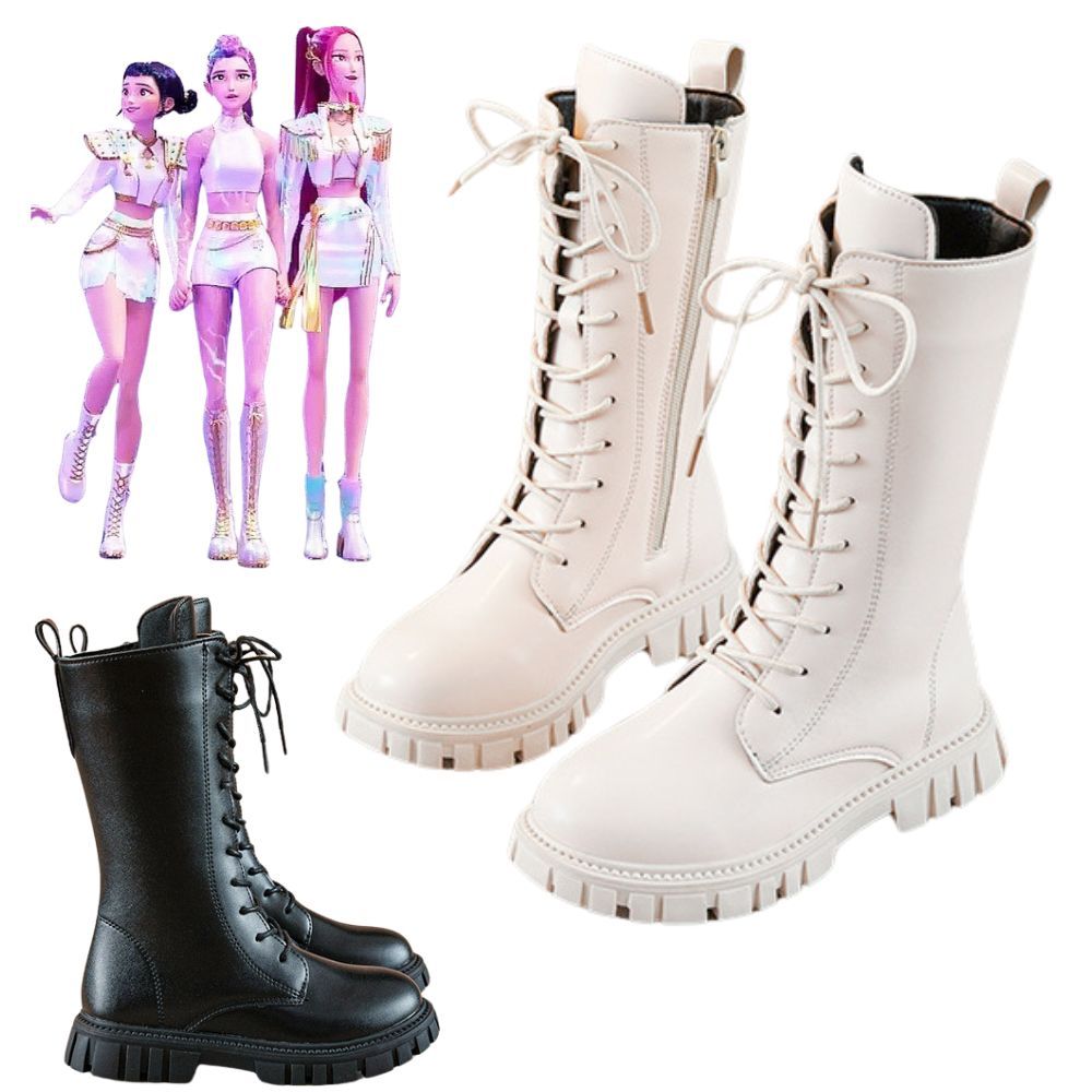 Kids Girls Demon Hunters Rumi Zoey Mira Cosplay Boots Shoes Child Leather Shoes Roleplay Halloween