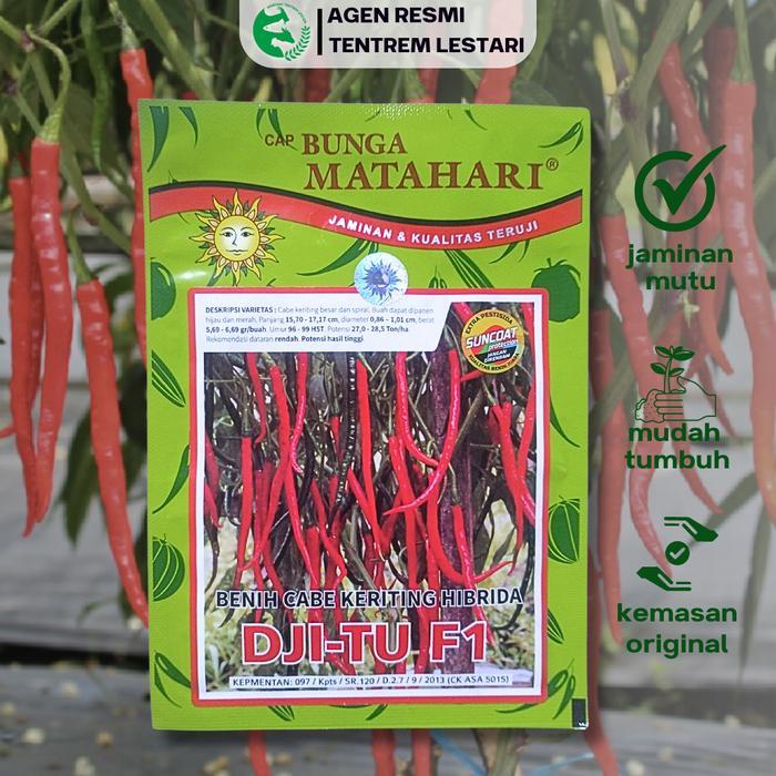 Benih Cabe Keriting Hibrida DJITU F1 10 gram Cap Bunga Matahari Lebat & Unggul