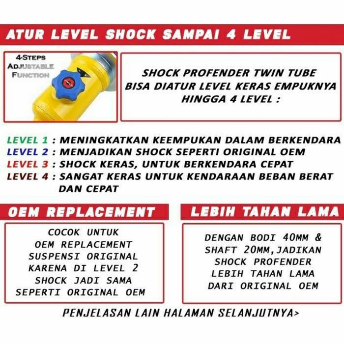 Shock Offroad Profender Adjustable Nissan Navara NP300 Depan Ready