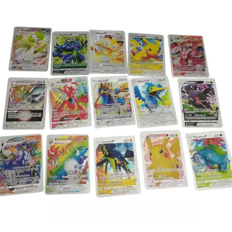 55pcs Anime New Pokmon Colorful Gold Foil Card Cartoon Pokmon Pikachu Silver Black English Card