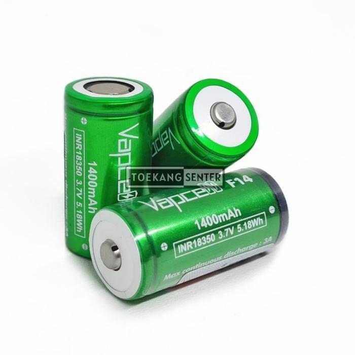 Baterai 18350 1400Mah Senter Led High Capacity Battery 3.7 Volt Vapcell F14