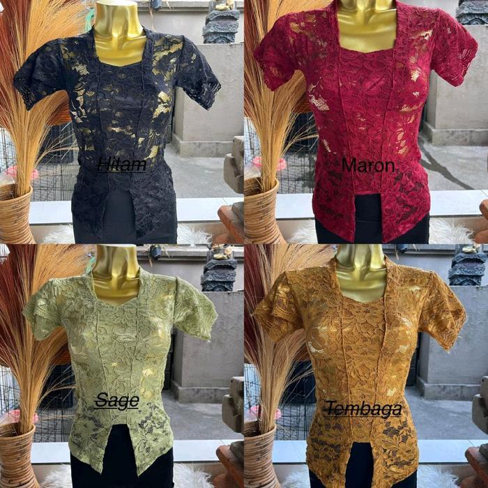 Kebaya Bali Brokat Strait Sofia/Kebaya Brokat Strait/Kebaya Brokat Bali Lengan Pendek Lilit Wanita
