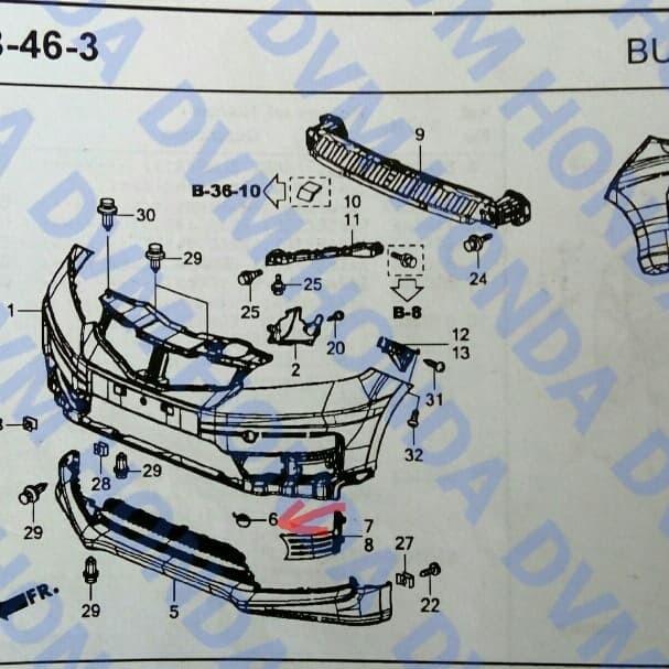 COVER TOWING/TUTUP DEREK BUMPER DEPAN ORIGINAL JAZZ RS 2012 - 2014 GE