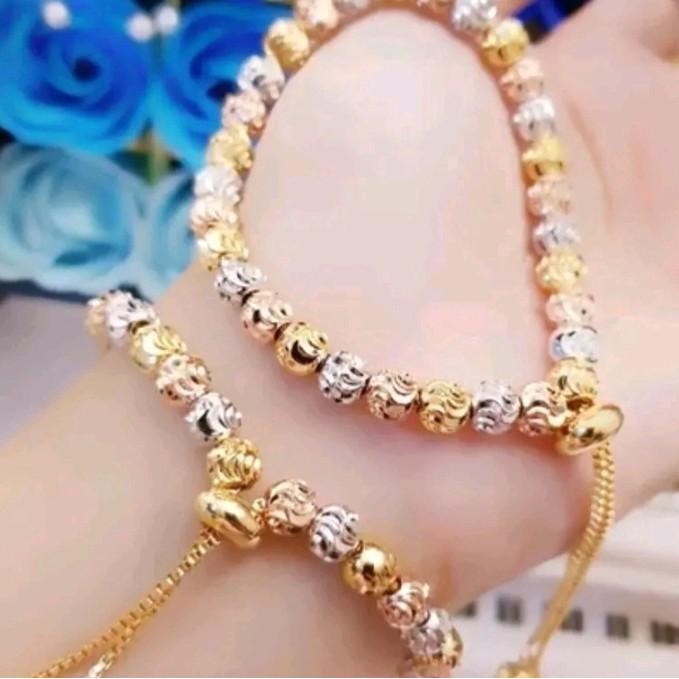 GELANG TANGAN BIJI LADA SERUT TITANIUM gelang dewasa coco set Couple bestie putih inisial