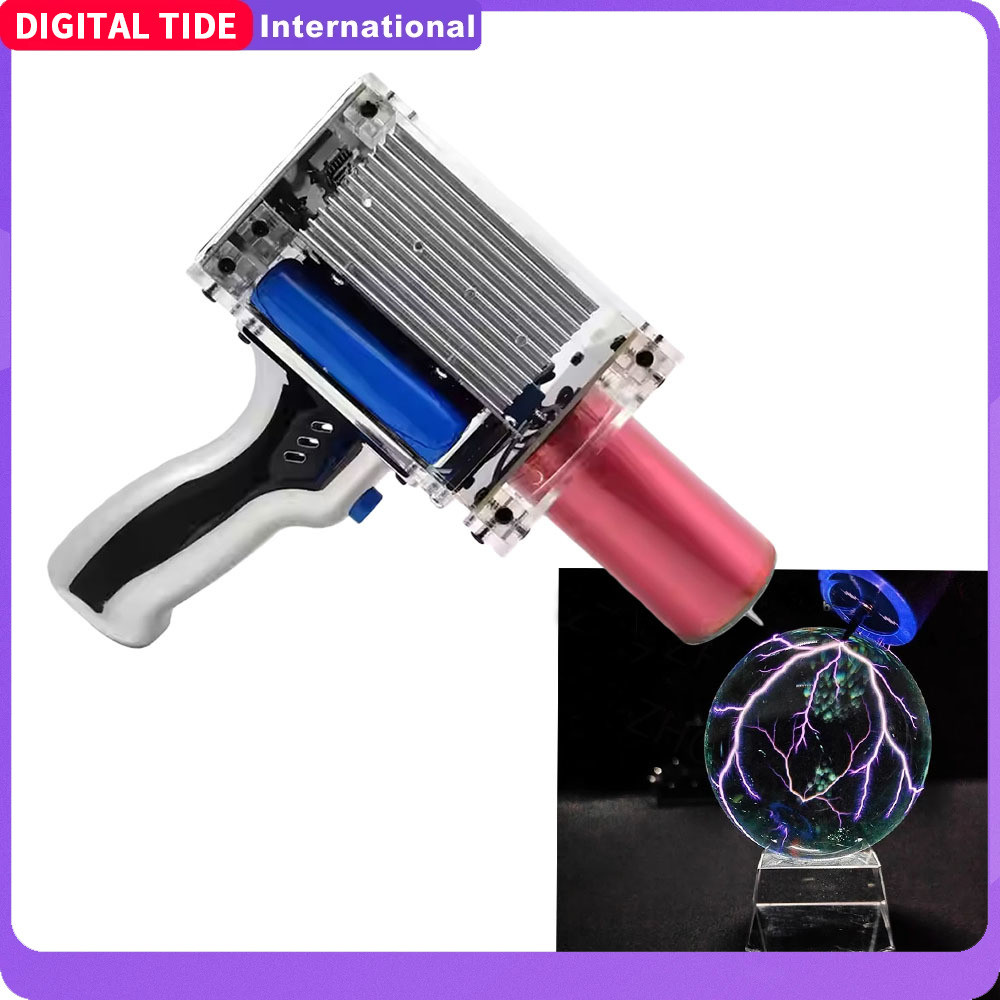 JUAL  80W 6A Third Generation Plus Tesla Coil Gun Portable Handheld Tesla Coil High Voltage Generato