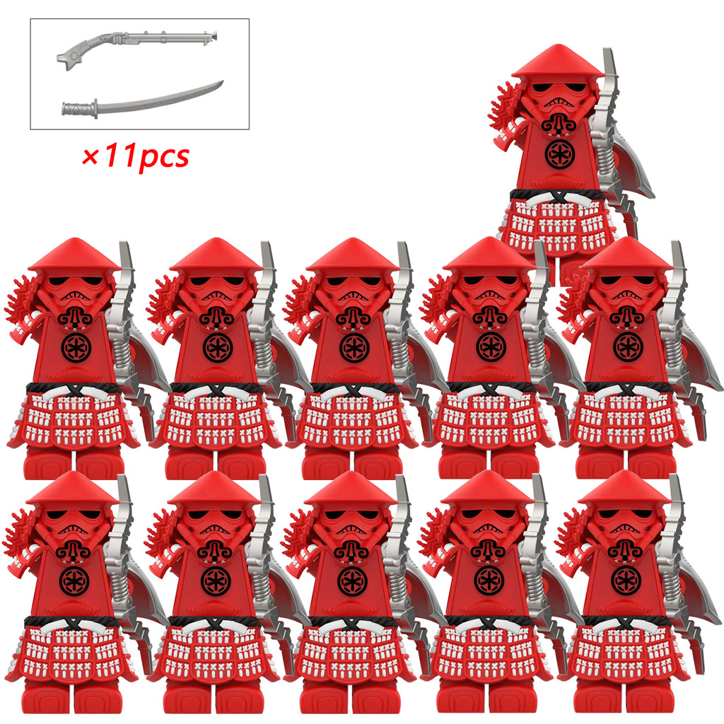 Samurai Trooper Building Block Minifigure 11Pcs Safe Non-Toxic ABS, Compatible with Major Blocks,