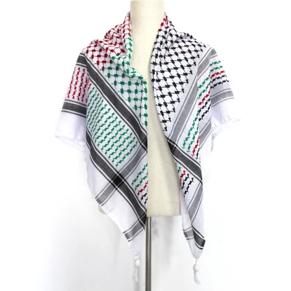 Original Kuffiyeh Cotton Woven Palestine Kufiya Arafat scarf shemagh sewn Arab keffiyeh shawl
