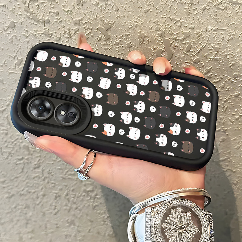 Casing Hp OPPO A17 OPPO A17K Case Casing Kepala kucing pola Kasus HP Tangga Langit Mewah Silikon Sof