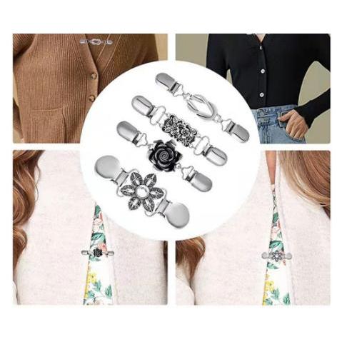 Klip cardigan aksesoris kerah kemeja bros penjepit kardigan bunga pin