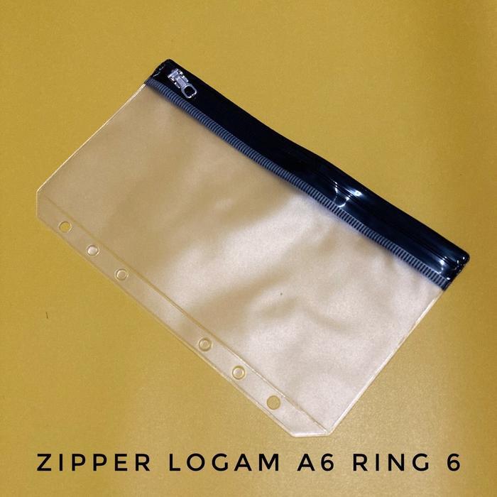 ZIPPER POCKET A6 RING 6 ZIPLOCK LOGAM ISIAN BINDER BUDGETING KEUANGAN TEMPAT PENYIMPANAN UANG