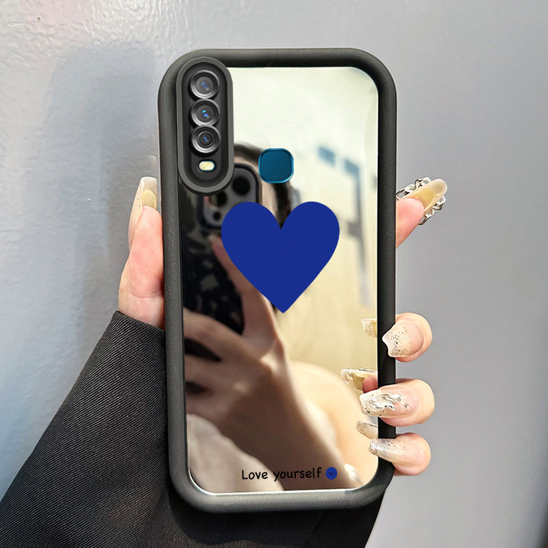 Casing Hp Untuk VIVO Y17 Y15 Y12 Y12i Y3 Y3s 2020 Case Klein Blue Heart Mirror Kasing Silicone Anti 