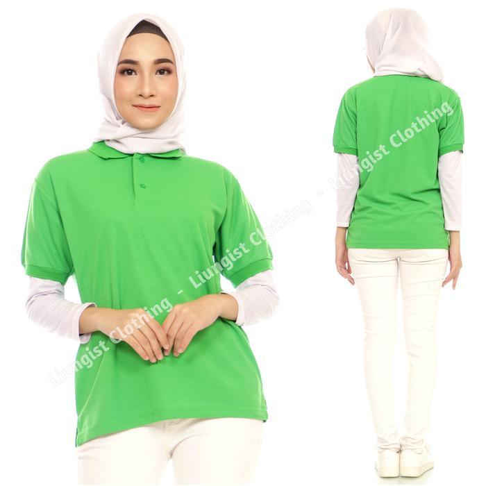 Kaos polo Unisex Hijau Fuji / Kaos Kerah / Baju Poloshirt Bordir Sablon Cowok Cewek Seragam