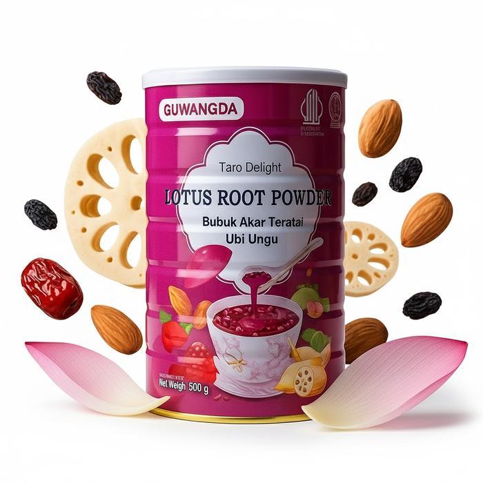 "New" GUWANGDA Oufen Lotus Root Powder Bubuk Akar Teratai Ubi Ungu Almond 500g Minuman Manis Kurma