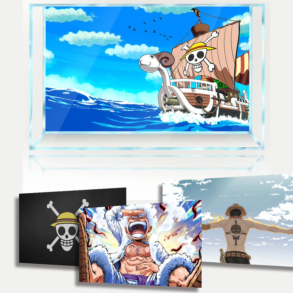 Aquarium Background Sticker - One Piece Cartoon Anime HD 3D Poster Decoration - for 5-60 Gallon Fish