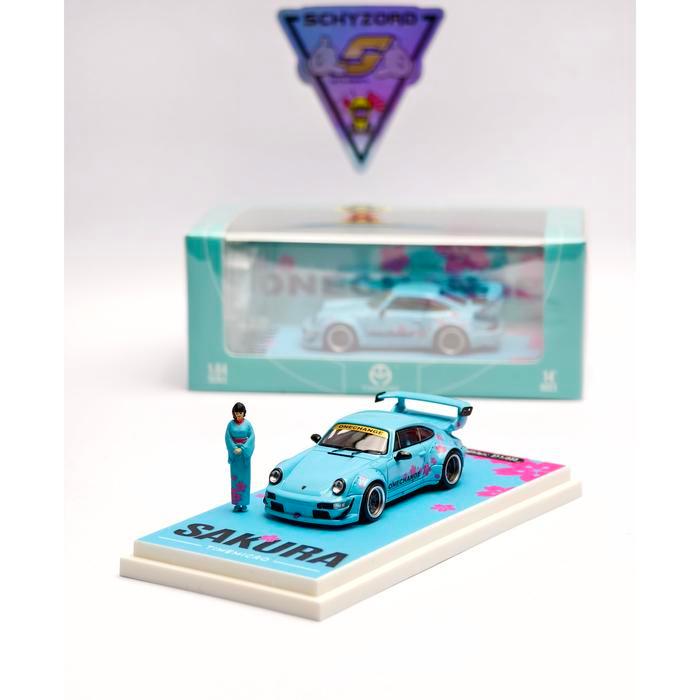 Time Micro Porsche Rwb 964 Gt Wing Sakura Japan Kimono Girl Figure Limited Edition Tiffany Blue