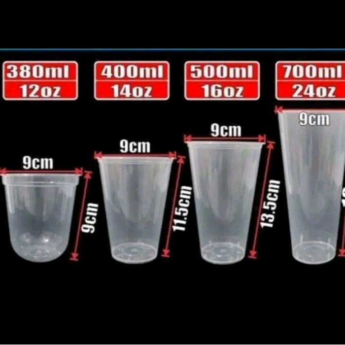 Terlaris Gelas Plastik Boba/Cheese Tea/Cup Injection Pp Tebal Hanya Cup @25 Pcs