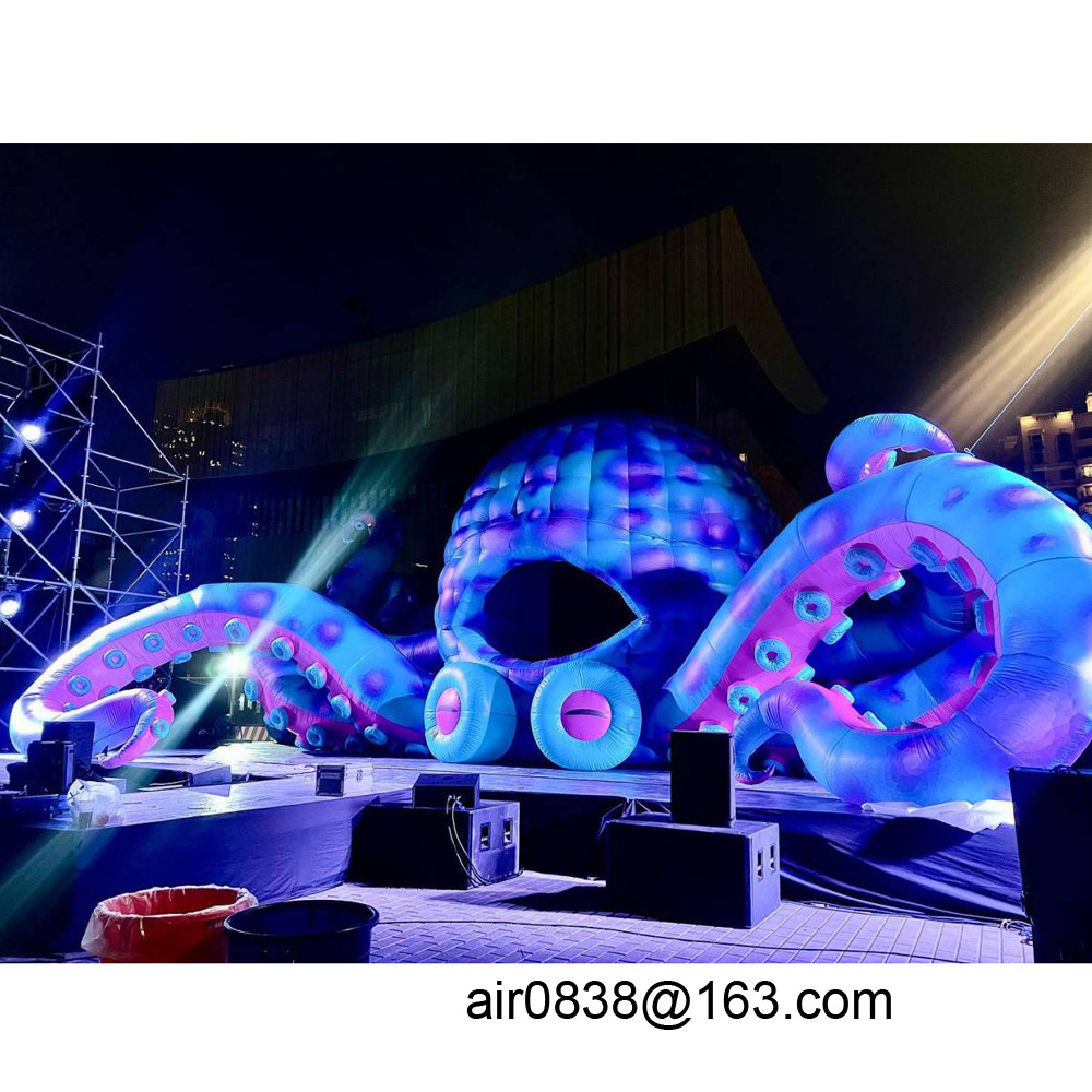 10m Inflatable Octopus Dj Stage Booth Giant Inflatable Octopus With Blower For Ocean Event